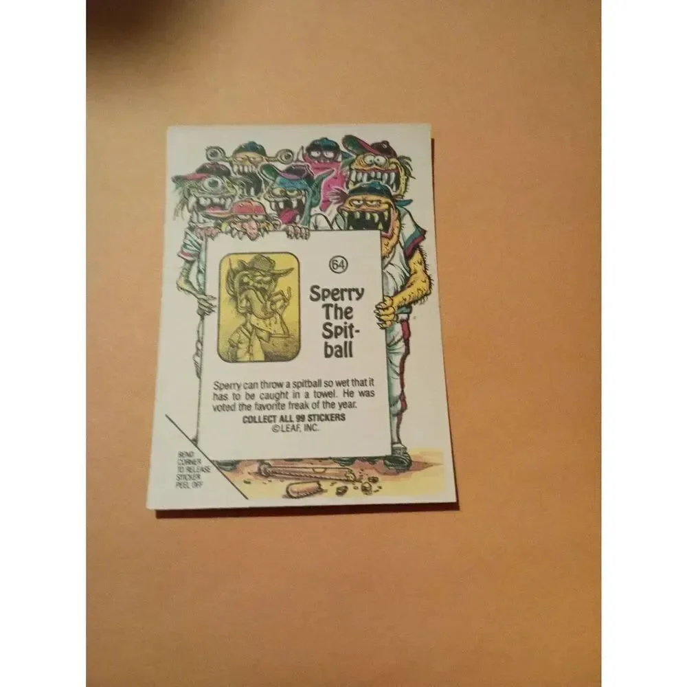 1988 Leaf Awesome All Stars Trading Card 64 Sperry The Spit Ball Baseball Parody